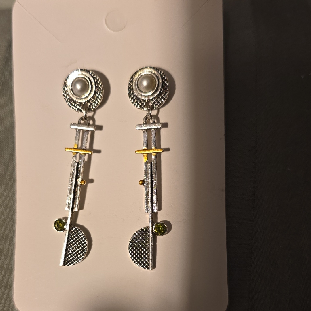 Silver And Gold Geometric Drop Earrings